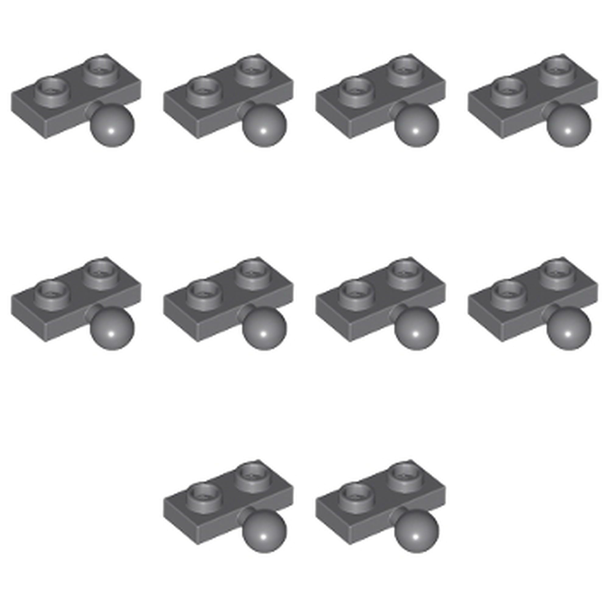 LEGO Plate, Modified 1 x 2 with Tow Ball on Side, Part 14417 (Dark Bluish Gray, 10, Bricks)