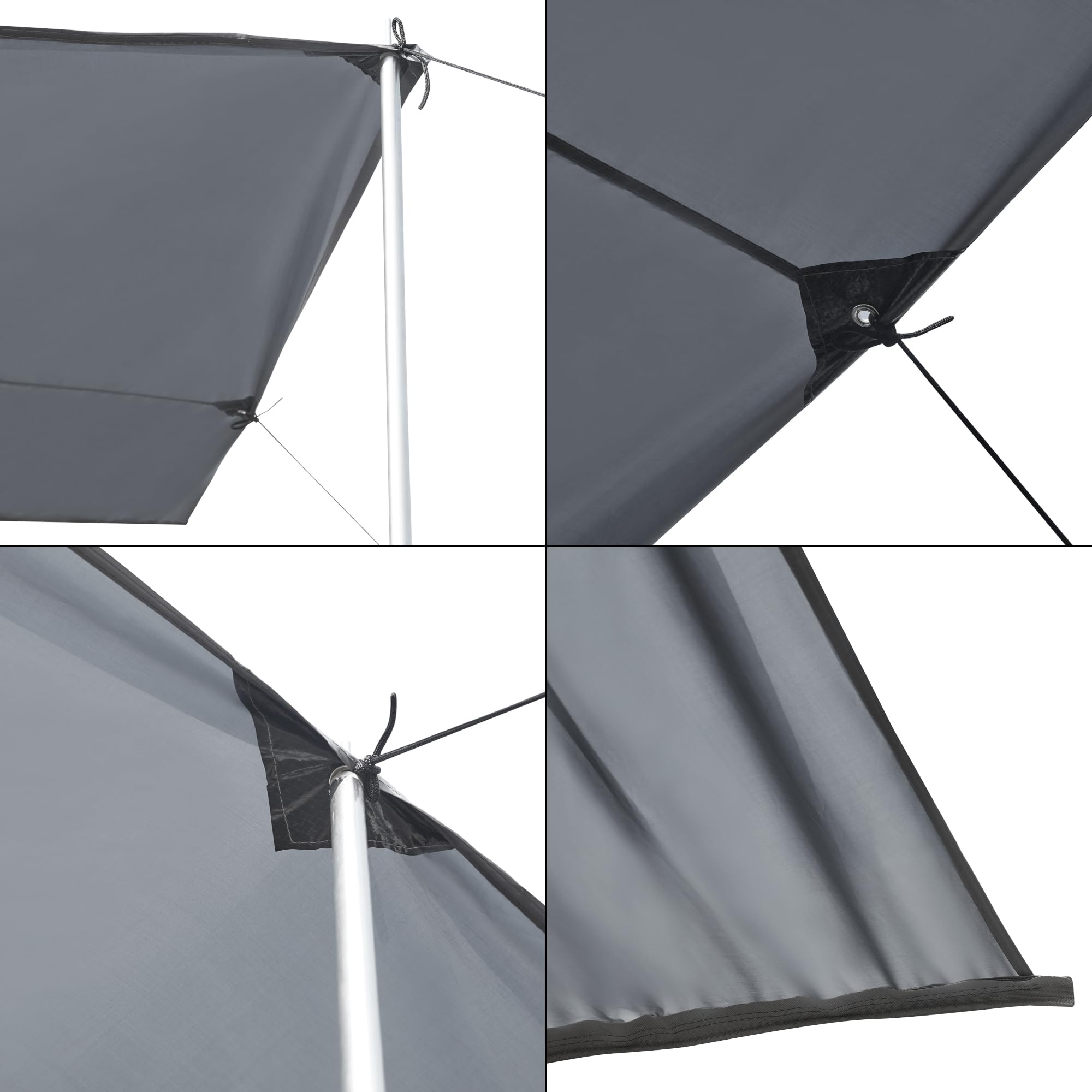 pro.tec Telo Ombreggiante per Camper Parasole Laterale con 3 Pali di Supporto Tendalino Tettoia Portatile per Camper 400 x 240 x 235 cm Grigio