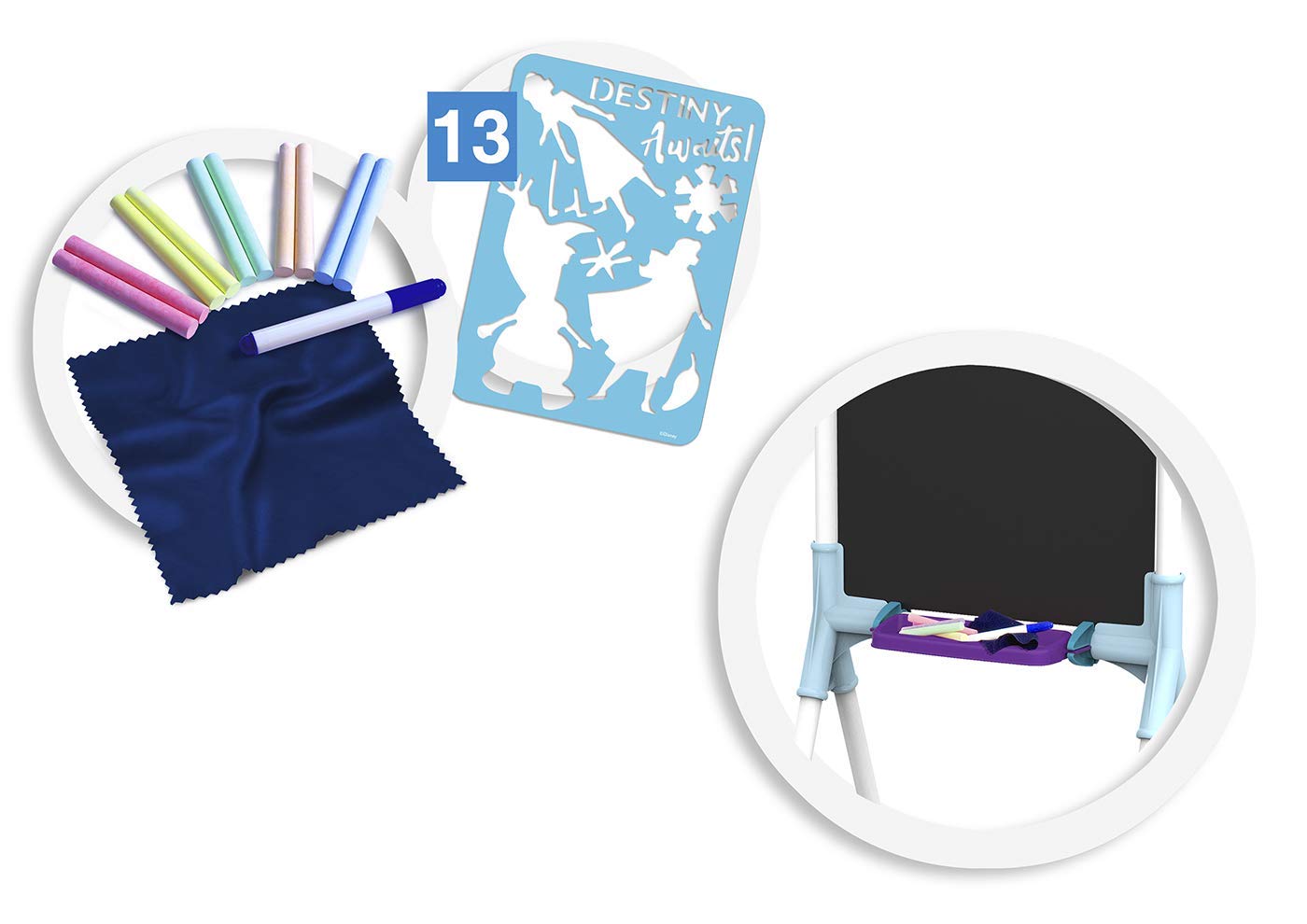 Chicos - Wendbare 2-in-1 Junior Tafel, inklusive Marker, Kreide, Radiergummi und Schablone Frozen II, Material von hoher Festigkeit und Haltbarkeit, ab 3 Jahren (53039)