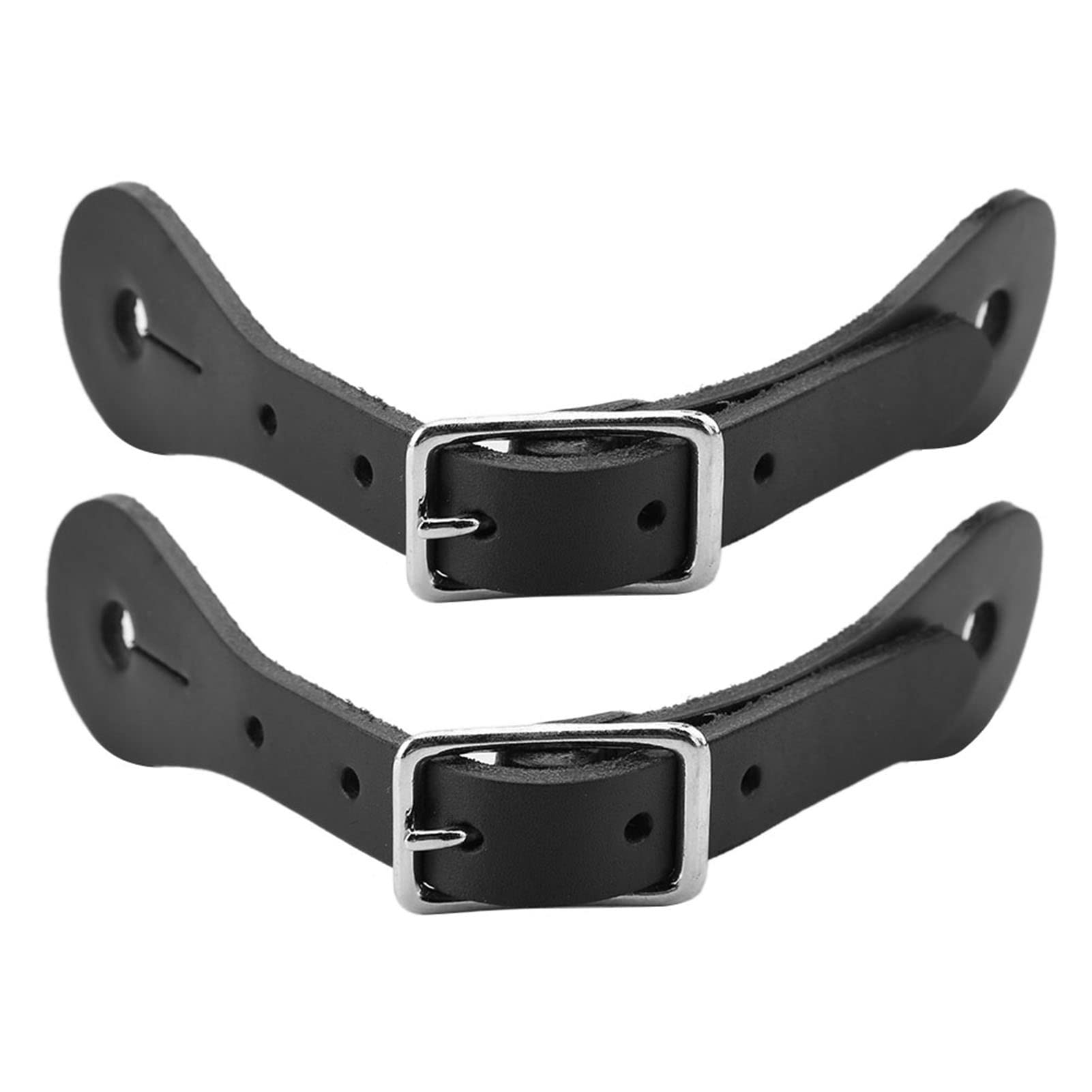 2 Paar Sporenriemen,Verstellbare Sporenriemen Aus Echtem Leder mit Metallschnalle,Handgefertigte Stiefelriemen f¨¹r Cowboystiefel,f¨¹r Das T?gliche Training,Schulwettbewerbe(L-Schwarz)
