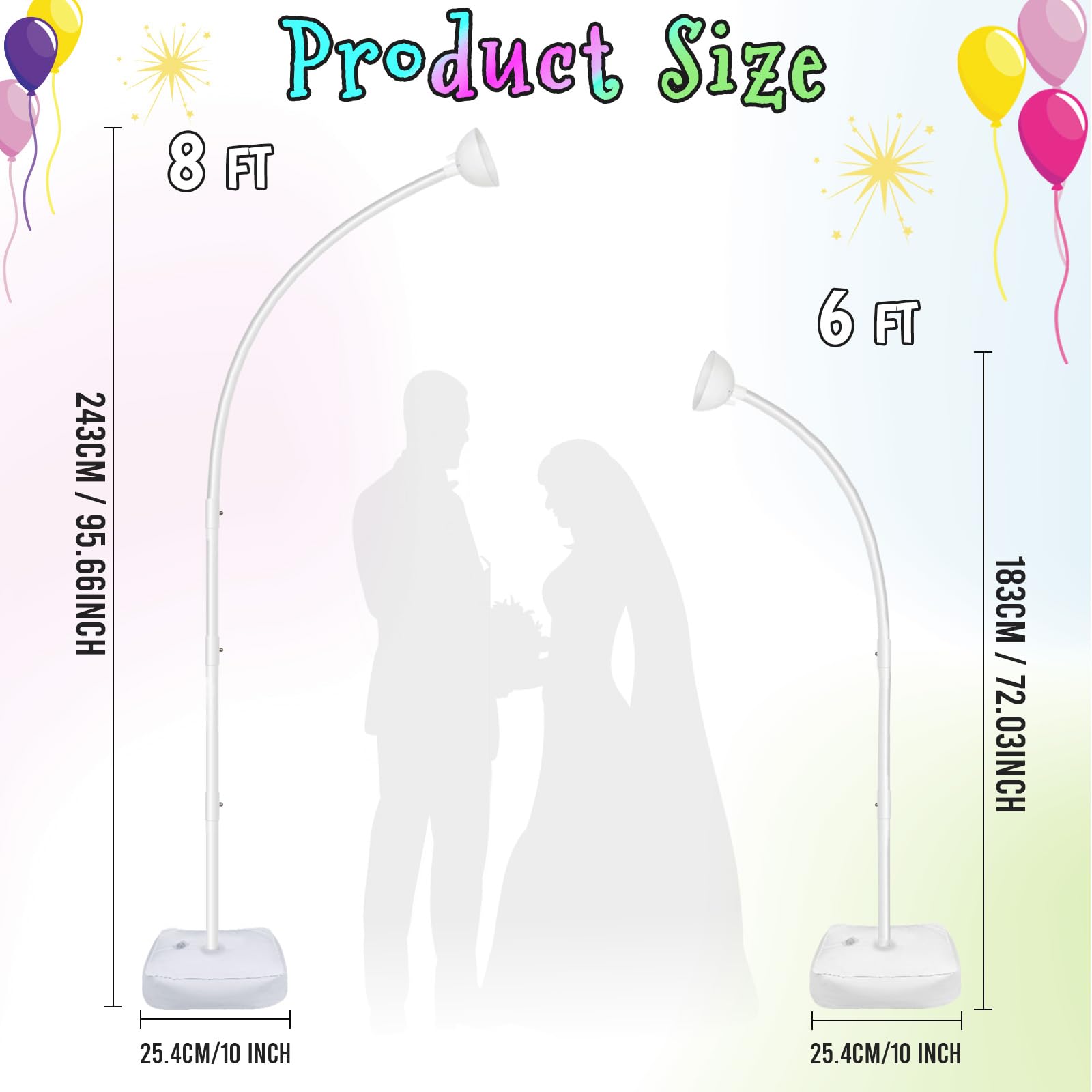 Kit de soporte de globo iluminado de medio arco de 8.2 pies/6 pies, kit de