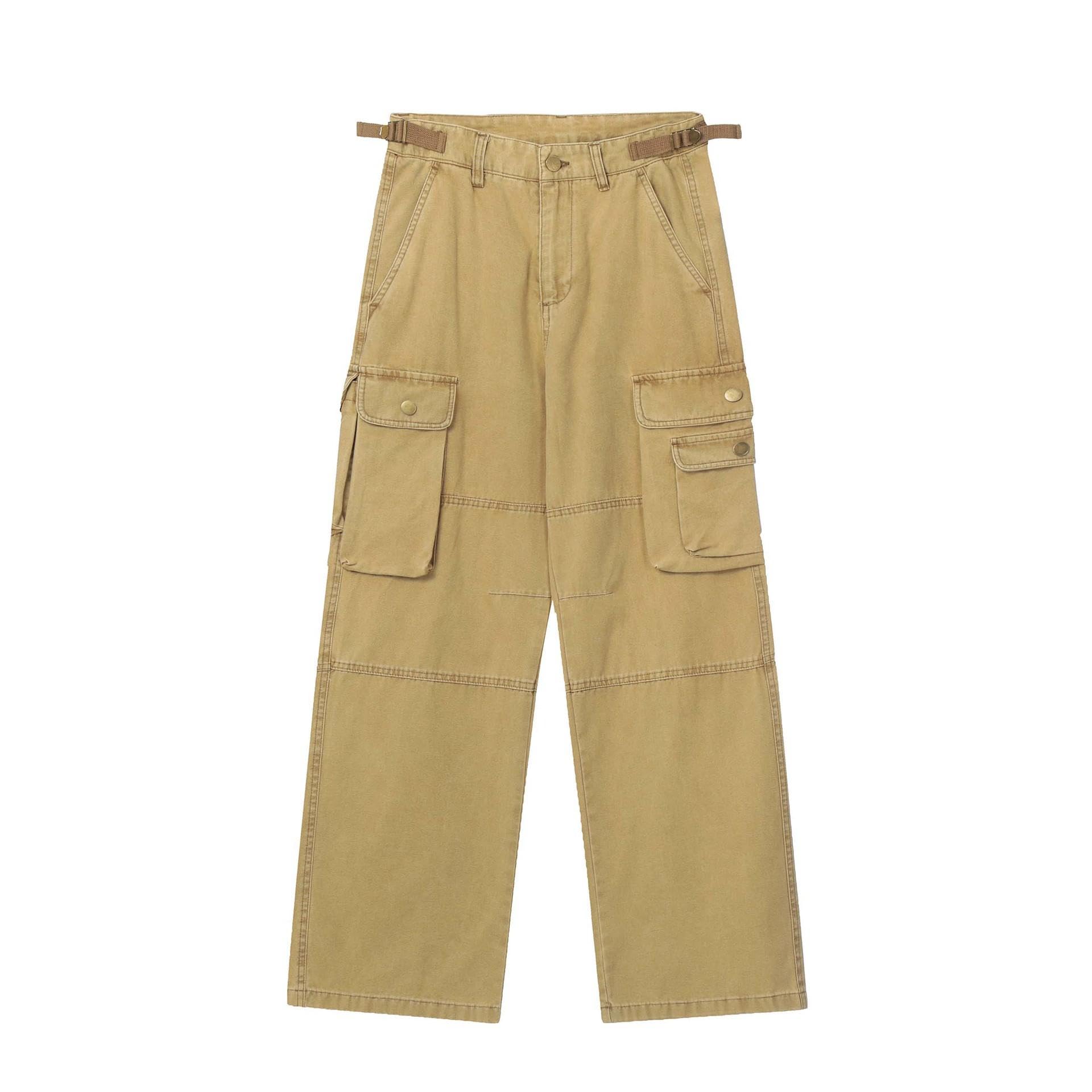 Jeans Pantalon Verwaschene Und Abgenutzte Workwear-Jeans Mit Mehreren Taschen Für Herren Und Damen Trendige Lockere Hose Mit Weitem Bein Und Geradem Bein