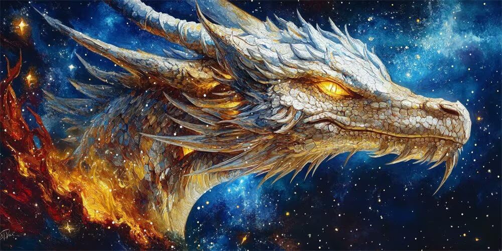 Diamond Painting Kits for Adults Large, 5D DIY Dragon Diamond Art Kits Adults Square Drill Large Dimond Art Starry Sky Crystal Cross Stitch Gem Arts for Wall Decoration 140x70cm/55x27.6 Inch (WL498)