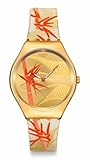 Swatch Casual Watch Unisex Yellow Stainless Steel Quartz Golden RED Bamboo