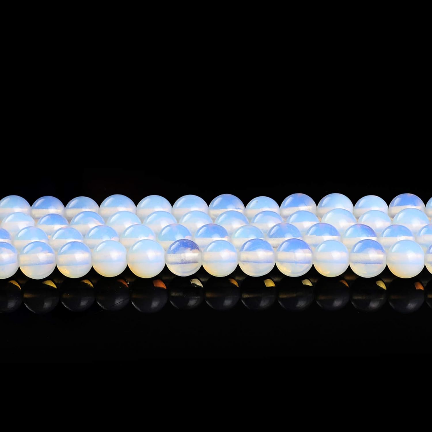 8MM White Opal Agate Beads Gemstone Beads Round Smooth Beads Good Luck for Jewelry Making DIY Gifts for Family and Friends (Opal, 8mm)