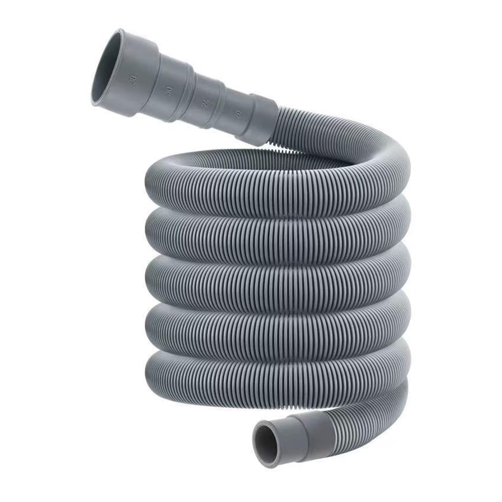 Waschmaschinen-Ablaufschlauch, Graue Abflussrohr-Verlängerung for Waschmaschine und Geschirrspüler, Abfallschlauch mit Klemmen-Set, 100–200 cm(1.5m 1pc)