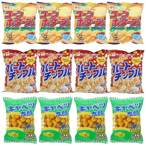 スナック 大袋 セット リスカ コーンポタージュ ハートチップル キャベツ太郎 各4個 計12個