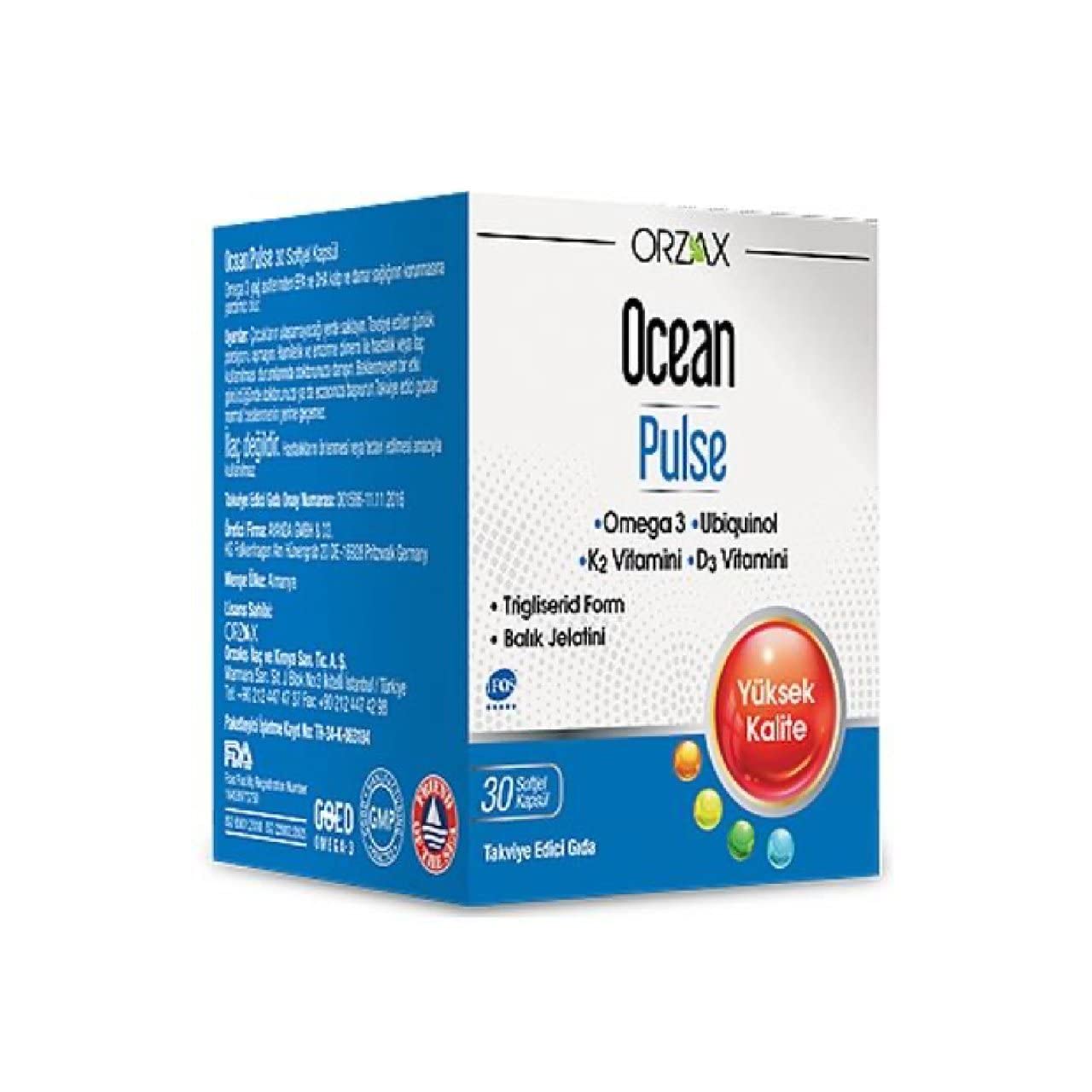 Ocean Pulse Omega 3- Vit K2 - Vit D3 -Ubiquinol 30 Kapsül