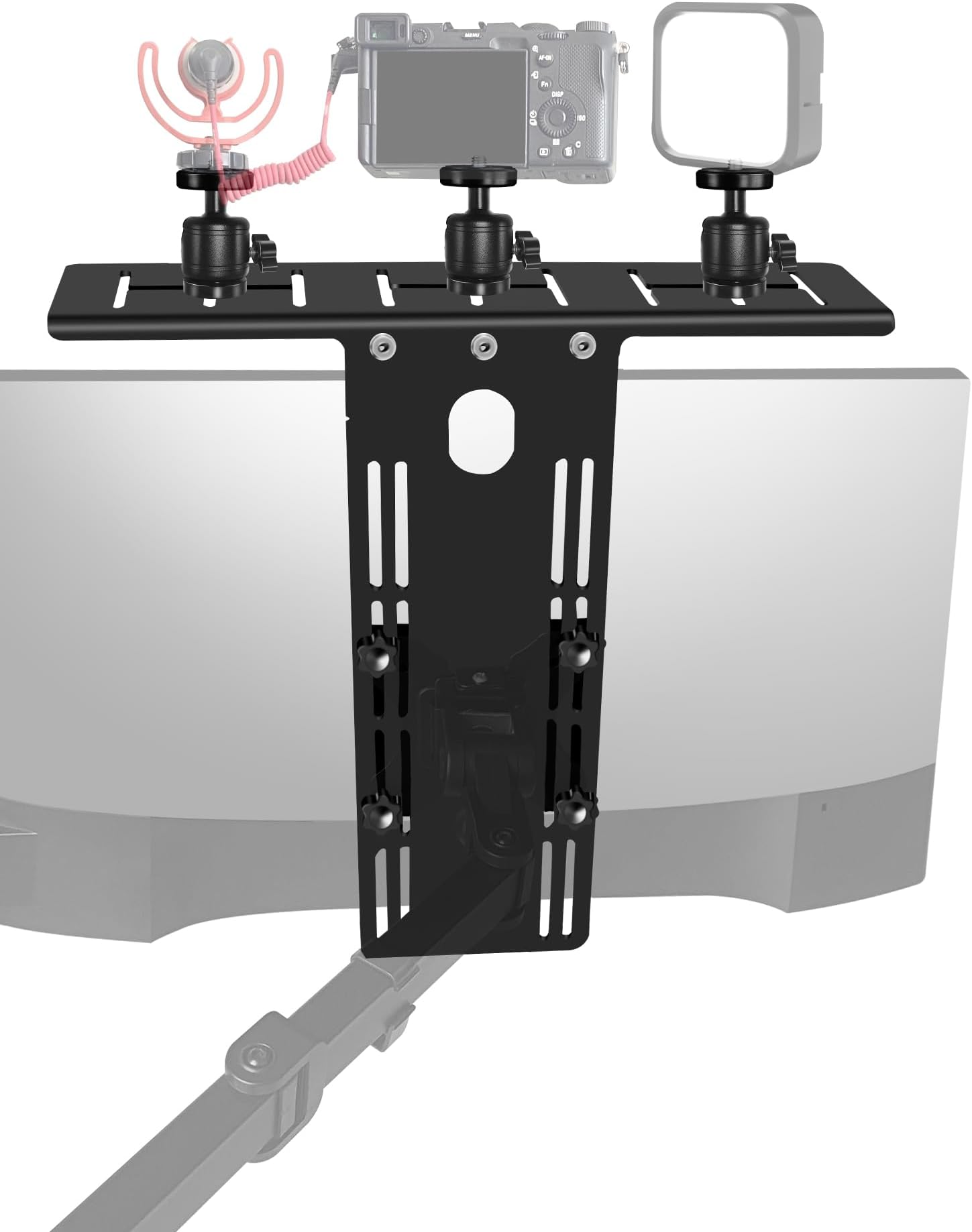 Borenbuir DSLR Monitor Top Shelf with 3 Ballhead for VESA