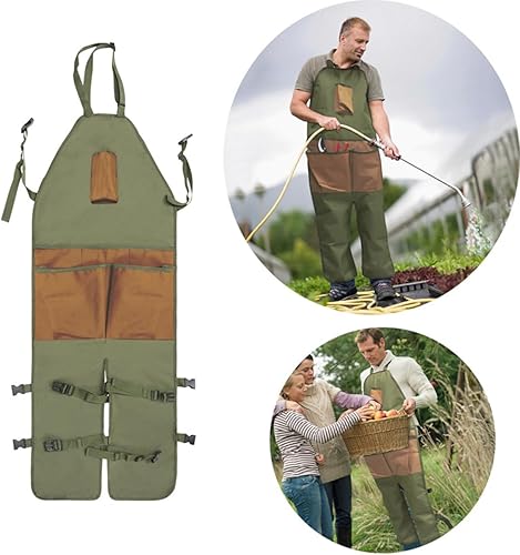 Miniatura 2 de Delantal de jardín, delantal ajustable, delantal con bolsillos, delantal de jardín protección de las piernas con material de tela Oxford y hebilla