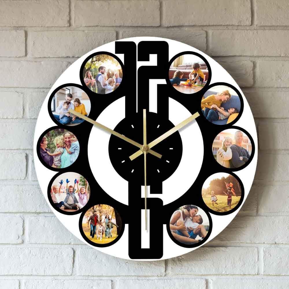 The Geeky Days Create Your Own 10 Customized Instagram Family Photos Wall Hanging Silent Quartz Clock Gift for Friend Personalized Wall Watch (12x12inch)