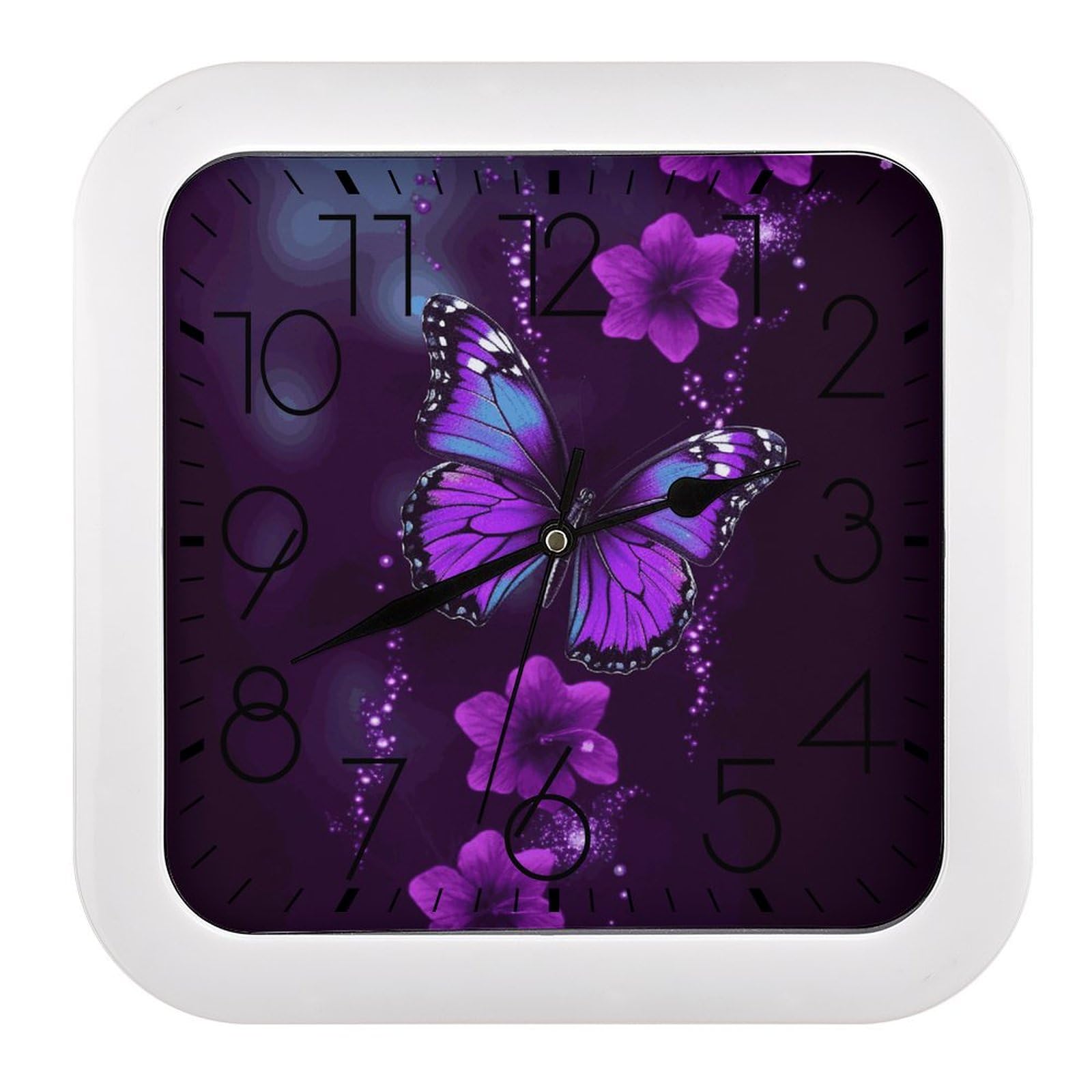 Horloge silencieuse sans tic-tac de 25,4 cm carrée violette à piles