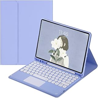 Keyboard Case for iPad Mini 5 & Mini 4,iPad 7.9 inch Cute Round Key Touchpad Detachable Keyboard Case with Pencil Holder for iPad Mini 5th Generation(iPad mini5/iPad mini4, Purple)
