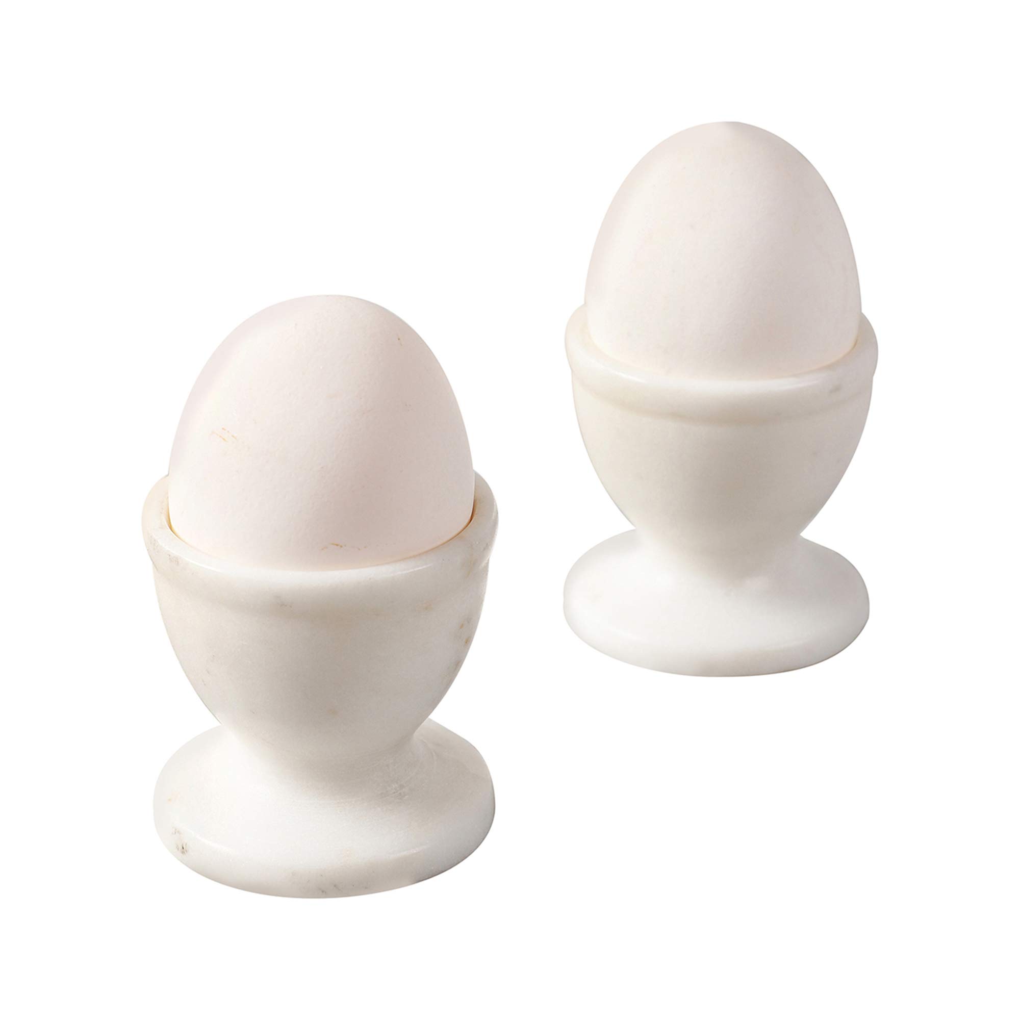 NikkisPride Marble White Handmade Egg Cups Egg Keeper Egg Holder Set of 2 Elegant Duo Marble Egg Cup Set – Timeless Breakfast Style Cristmas Gift
