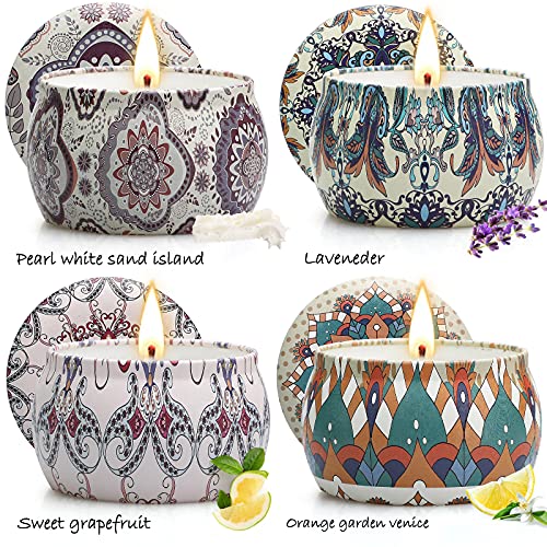 Scented Candle Gifts For Women, 4 Pack 4.4 Oz Aromatherapy Candles, Stress Relief Gifts For Girlfriend, Teacher, Mom, Anniversary, Birthday, Christmas Gifts #TOP3
