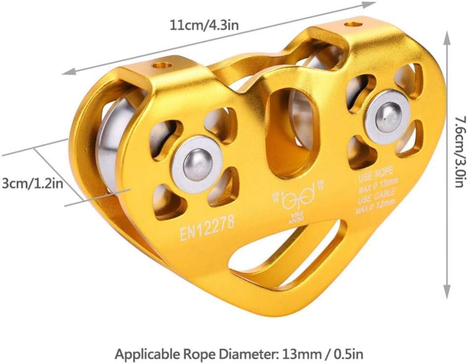 Qinlorgo 30KN Dual Pulley Zip Line Rescue Cable Trolley Outdoor Rock ...