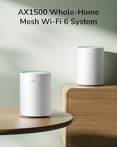Miniatura 2 de Cudy Sistema WiFi WiFi 6 Mesh Wi-Fi de doble banda AX1500, reemplaza enrutadores y extensores, cubre hasta 1000 pies cuadrados, 3 puertos Gigabit
