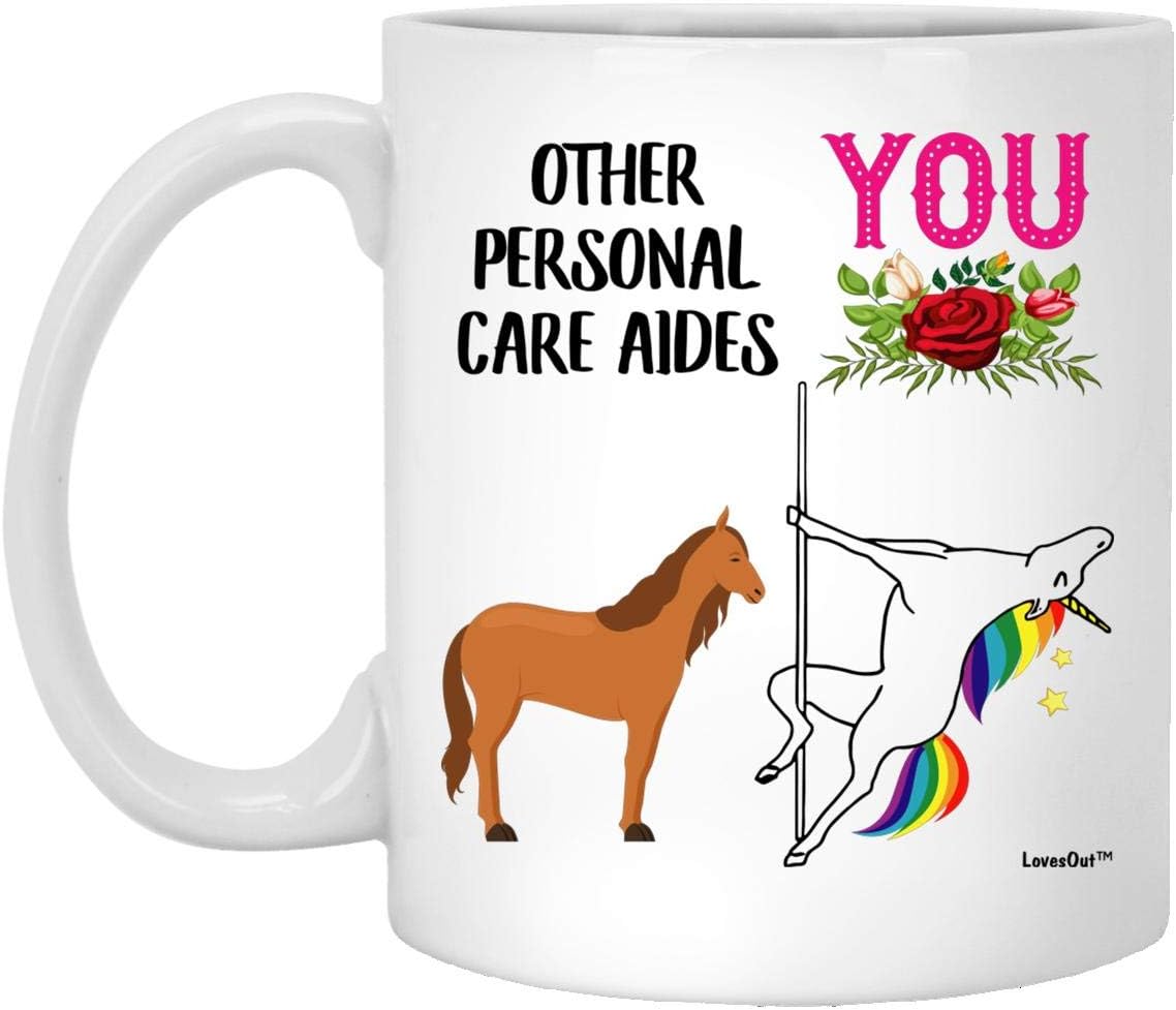 Funny Personal Care Aides Unicorn Congrats Gift Christmas 2026 Gifts White Coffee Mug 11oz