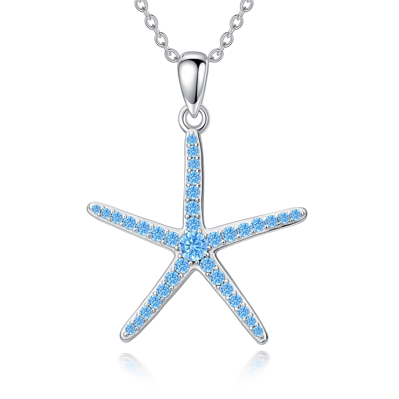 Collar de estrella de mar de plata de ley 925 con colgante de estrella de mar, regalo de cumpleaños, Navidad para mujer