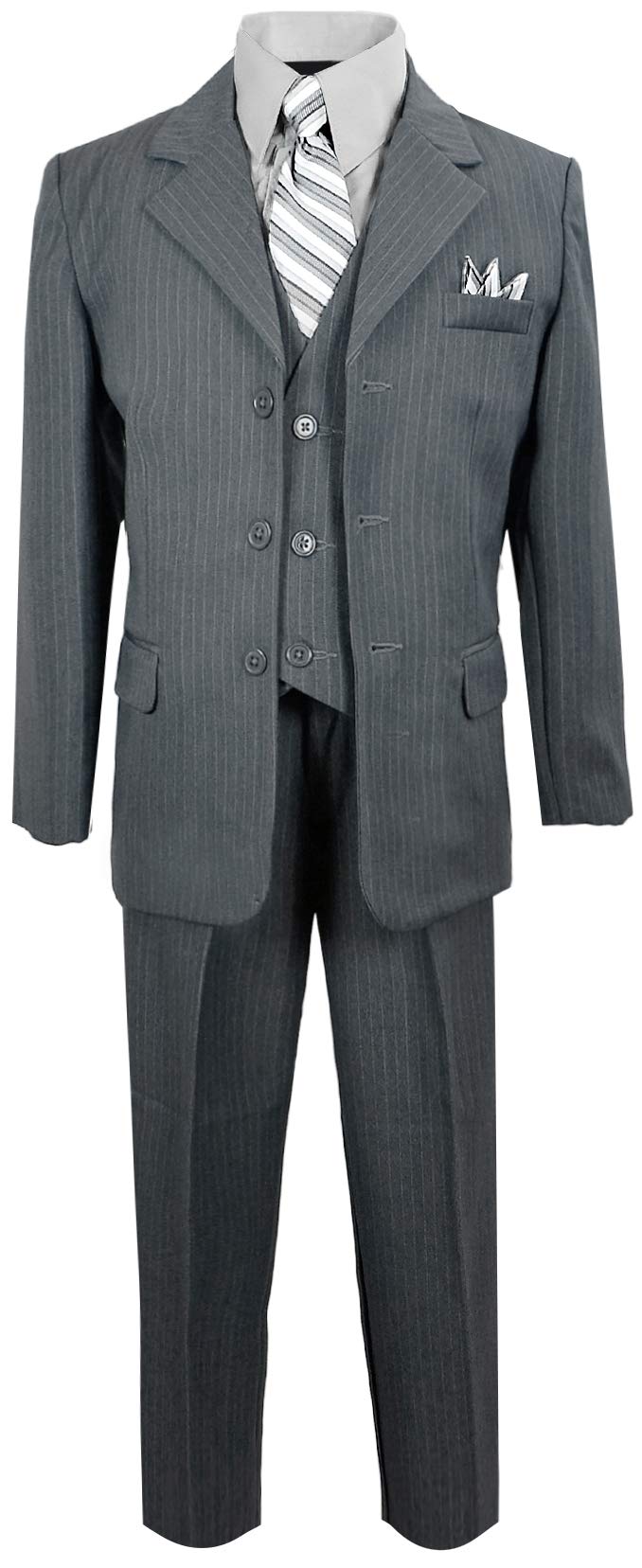 Black n Bianco Boys Pinstripe Suit with Matching Tie Size 2-20