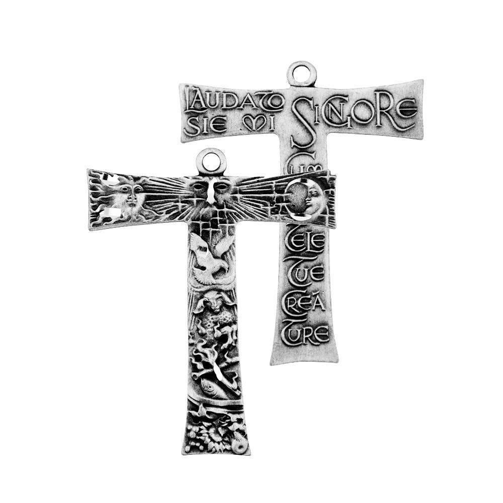 VILLAGE GIFT IMPORTERS 2" Tau Cross Pendant | St. Francis of Assisi Cross | Franciscan Symbol Cross | Laudato Si' Cross | Christian Jewelry