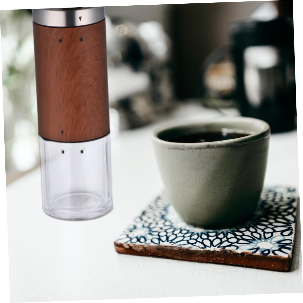 OUNONA 1Pieza Café Manual Inoxidable Desmontable para Especias y Nueces Color Madera Clara