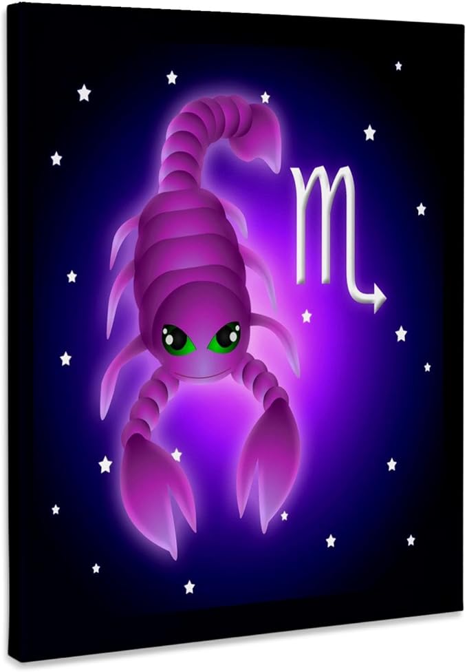3dRose, Cute Astrology Scorpio Zodiac Sign Scorpion, Museum Grade Canvas Wrap 11x14
