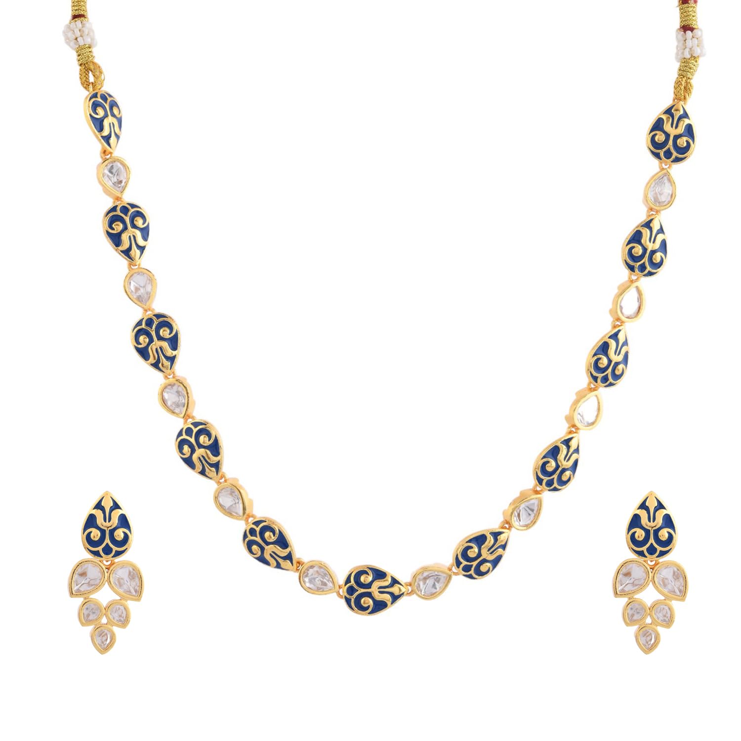 Pashmina Rimsha Necklace Set|Necklace Sets For Women| Collar Necklace Set For Women|Wedding|Party|Gift For Women|Enameled|Kundan Necklace Sets|-image-42