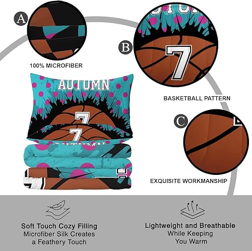 Miniatura 4 de Juego de edredón de baloncesto para niños, adolescentes y hombres, juego de ropa de cama de edredón de lunares de microfibra suave y ligera, tamaño
