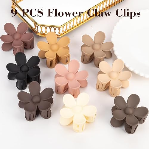 Miniatura 7 de Juego de 9 pinzas para el cabello mate pinzas de metal antideslizantes grandes para cabello grueso y fino, 9 estilos con fuerte sujeción en color