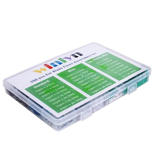 Miniatura 3 de Juego surtido de fusibles de automóvil de 288 piezas, fusibles de hoja automotriz, tamaño mini y de perfil bajo (2A5A7.5A10A15A20A25A30AMPATCATO)