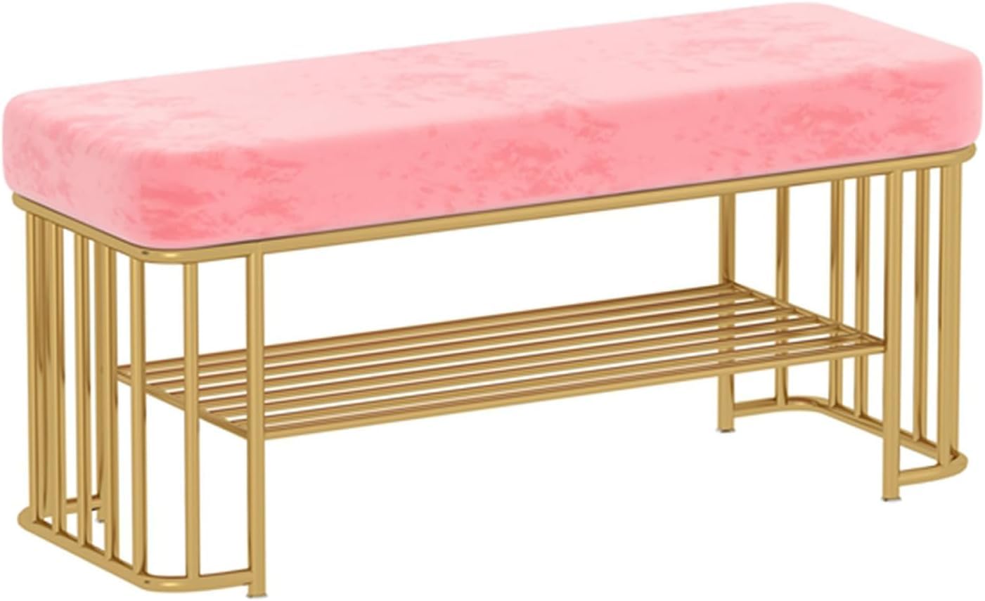 WJFTODAY Gold Entryway Bench with Storage Stylish Shoe Rack for Hallway Bedroom Living Room Functional Seating Furniture (Size: 80x35x45cm)