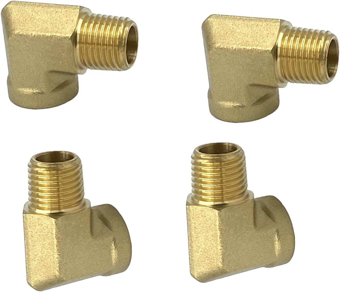 4Pcs 1/4 NPT Male to 1/4 NPT Female 90 Degree Elbow Brass Pipe Fitting with 2Pcs Sealing Tapes