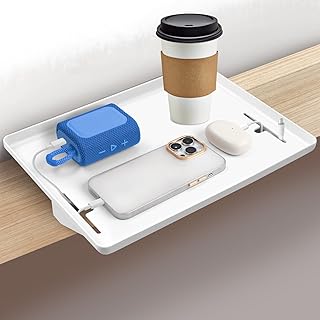 Richenda Bedside Shelf with Two Side USB Cable Slots, Clip on Bunk Bed Shelf- College Dorm Room Essentials, Loft Bed Side ...