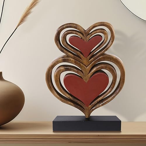 Escultura de corazones en madera maciza para otoño, otoño, Acción de Gracias, decoración del hogar, consola de café, estante de mesa, dormitorio,