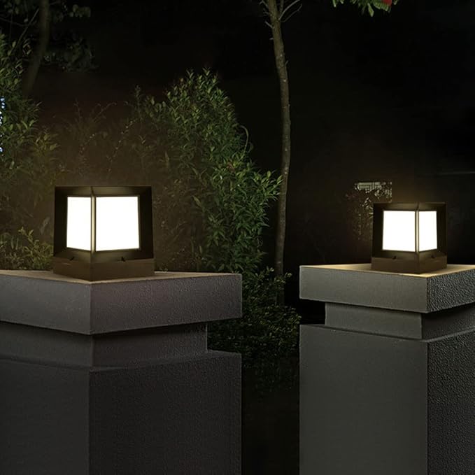 RCIDOS RCIDOS Europese Stijl Buitenpostlicht Tuinpijlerkoplamp LED Retro Landschap Aluminium Met Glazen Kap IP54 Waterdichte Lamp Terraspijlerlamp voor Ingangen Van De Opritten Van Garden Street Yard photo 2