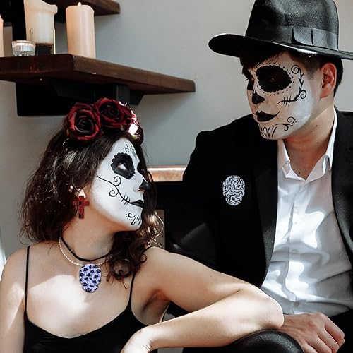 Miniatura 6 de OLYCRAFT Plantillas de arcilla temática de Halloween de 4 x 5 pulgadas, pantalla de seda de calavera para arcilla polimérica, murciélago, araña,