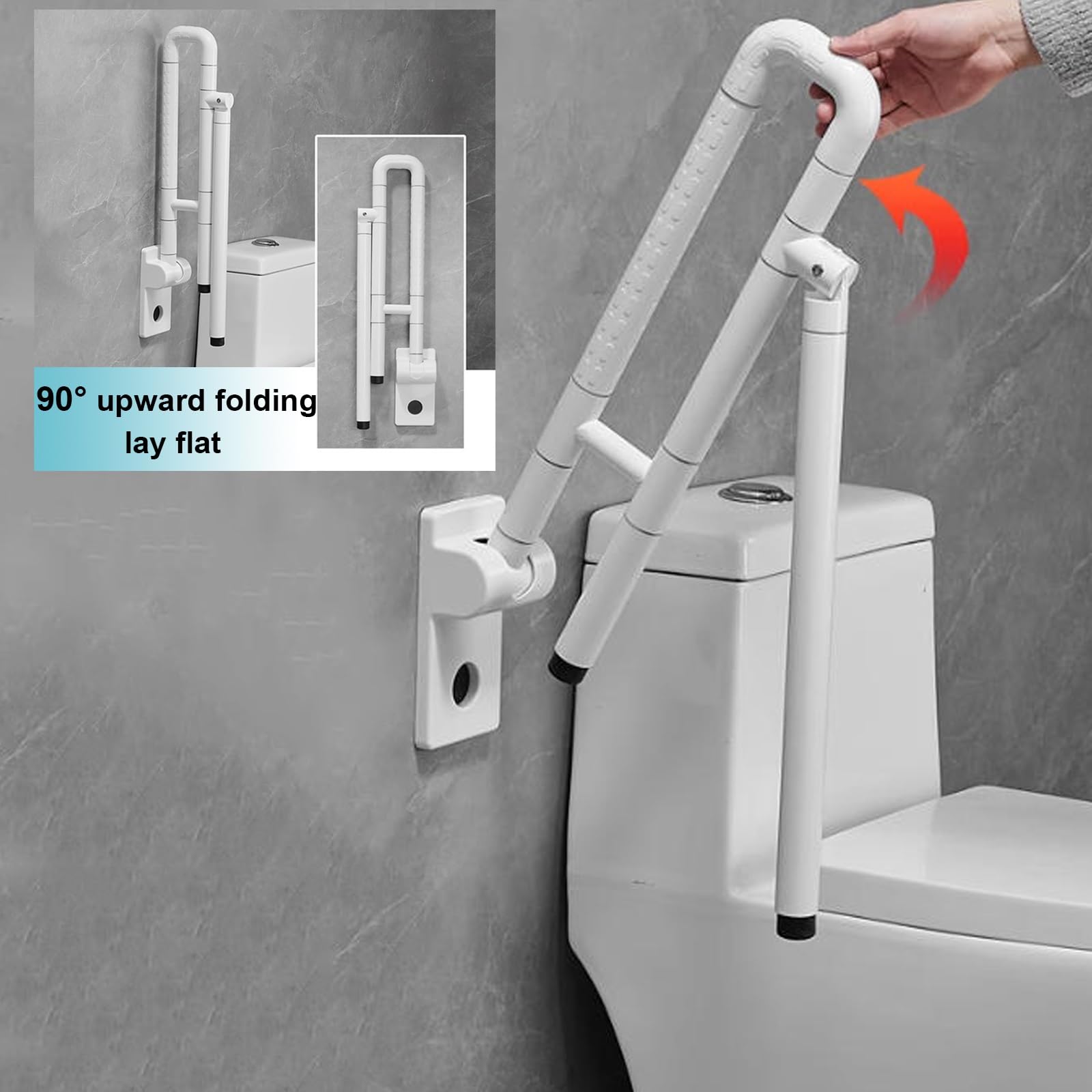 Maniglioni di Sicurezza ribaltabili per disabili, corrimano Pieghevoli a Parete per WC, Antiscivolo, salvaspazio per Anziani, disabili, Donne in Gravidanza (Giallo, 70 cm/28 pollic