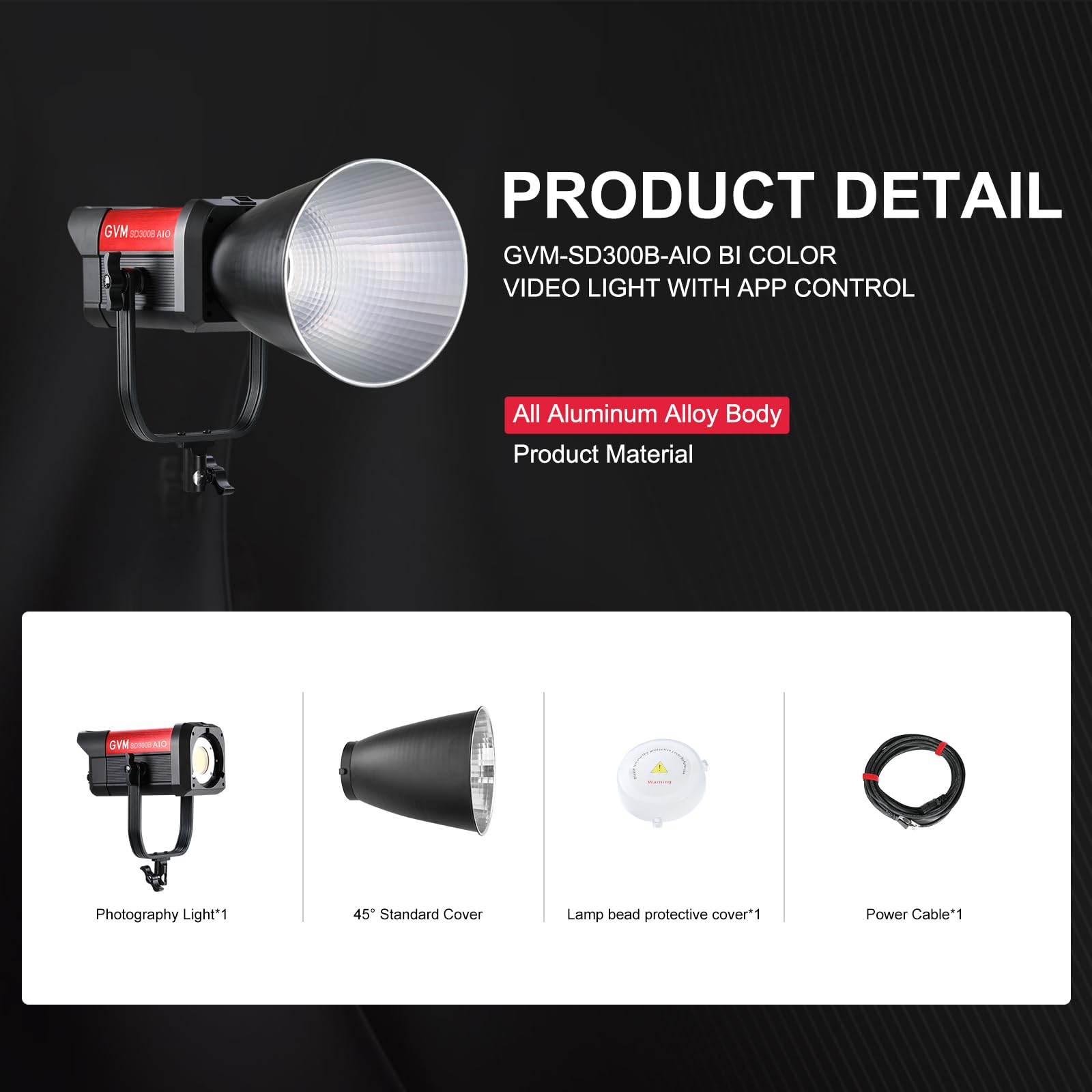 GVM 300W LED Video Light, 221950lux/1m, ARO SD300B Fotografia Kit di illuminazione con APP Control, 2700K-6800K Studio Light Kit Illuminazione Continua per YouTube, Film, 12 Effetti Scene