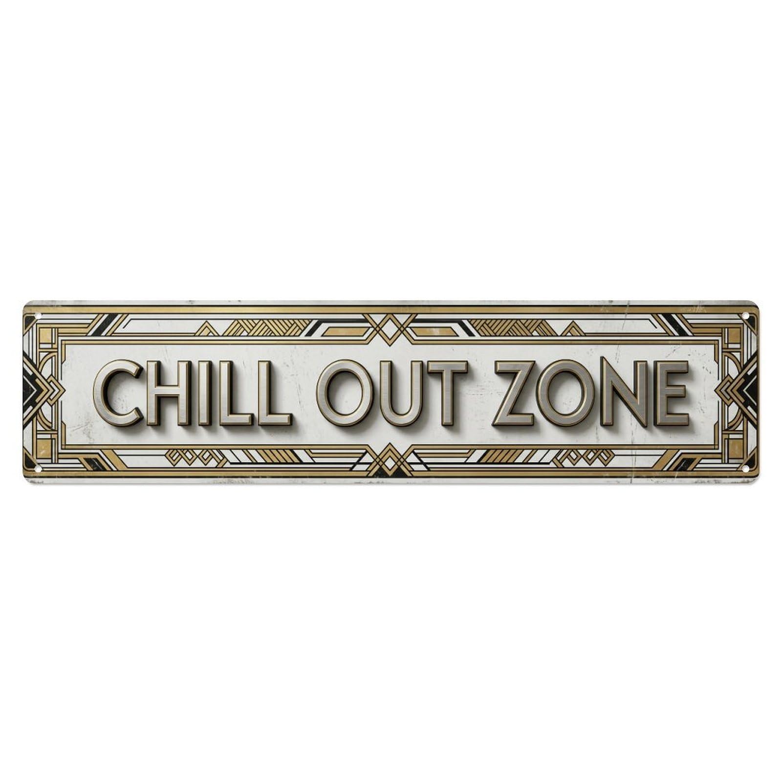 Chill Out Zone Faded Gallery Vintage Metal Tin Sign Wall Decor for Cafe, Club, Garden Metal Poster 4x16Inch