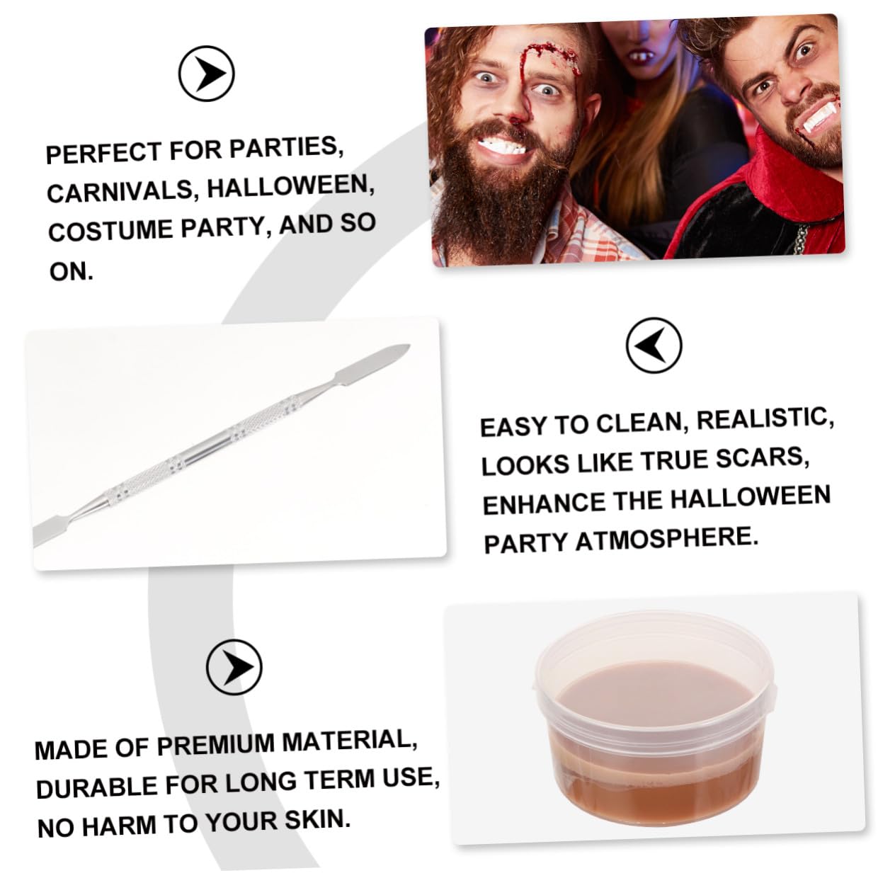 GALPADA 4pcs Halloween Fake Wound Makeup Wax Set Special Effects Skin Wax for Scar Modeling Face Painting Cosplay Party Costume
