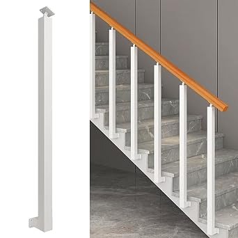 34/36/38/40/42in Side Mount Stair Railing Posts, Indoor Outdoor 270Adjustable Metal Baluster Post, Staircase Balusters with Screws Kit for Deck, Balcony and Porch
