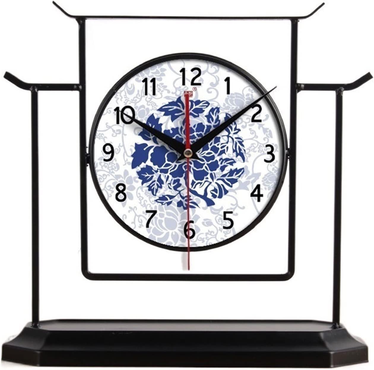 Mantle Clock Vintage Simple Iron Clock Living Room Office Ceramic Decoration Silent Desk Clock Desk Clock Vintage Mantel Clock (Color : Brass)