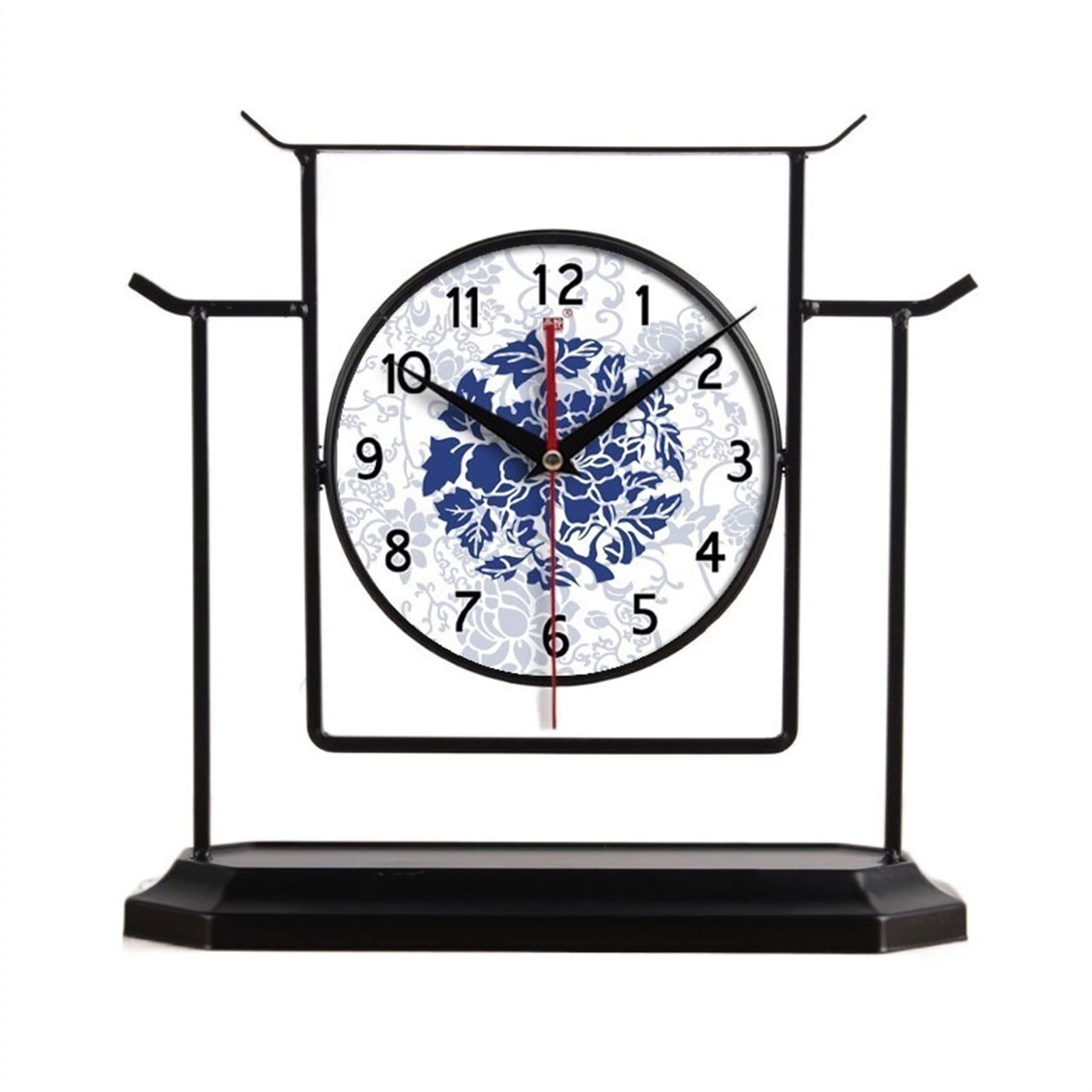 B3F7M4R9J2 Table clock Vintage Simple Iron Clock Living Room Office Ceramic Decoration Silent Desk(E)