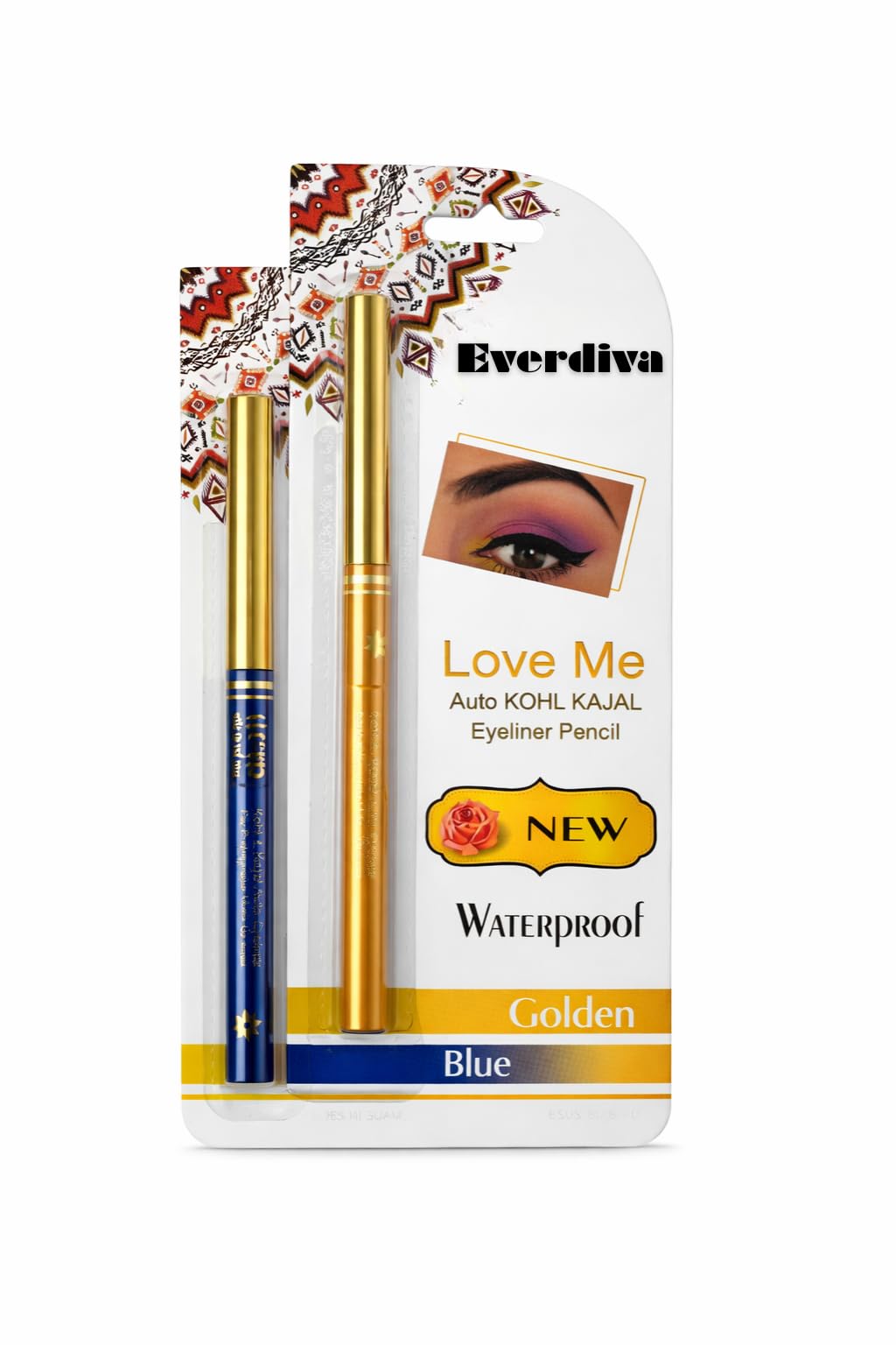 Blue & Gold Eyeliner Pencil Set | Metallic Color Eye Liner Duo | Long Lasting Waterproof Kajal Eyeliner for Women & Girls-image-41