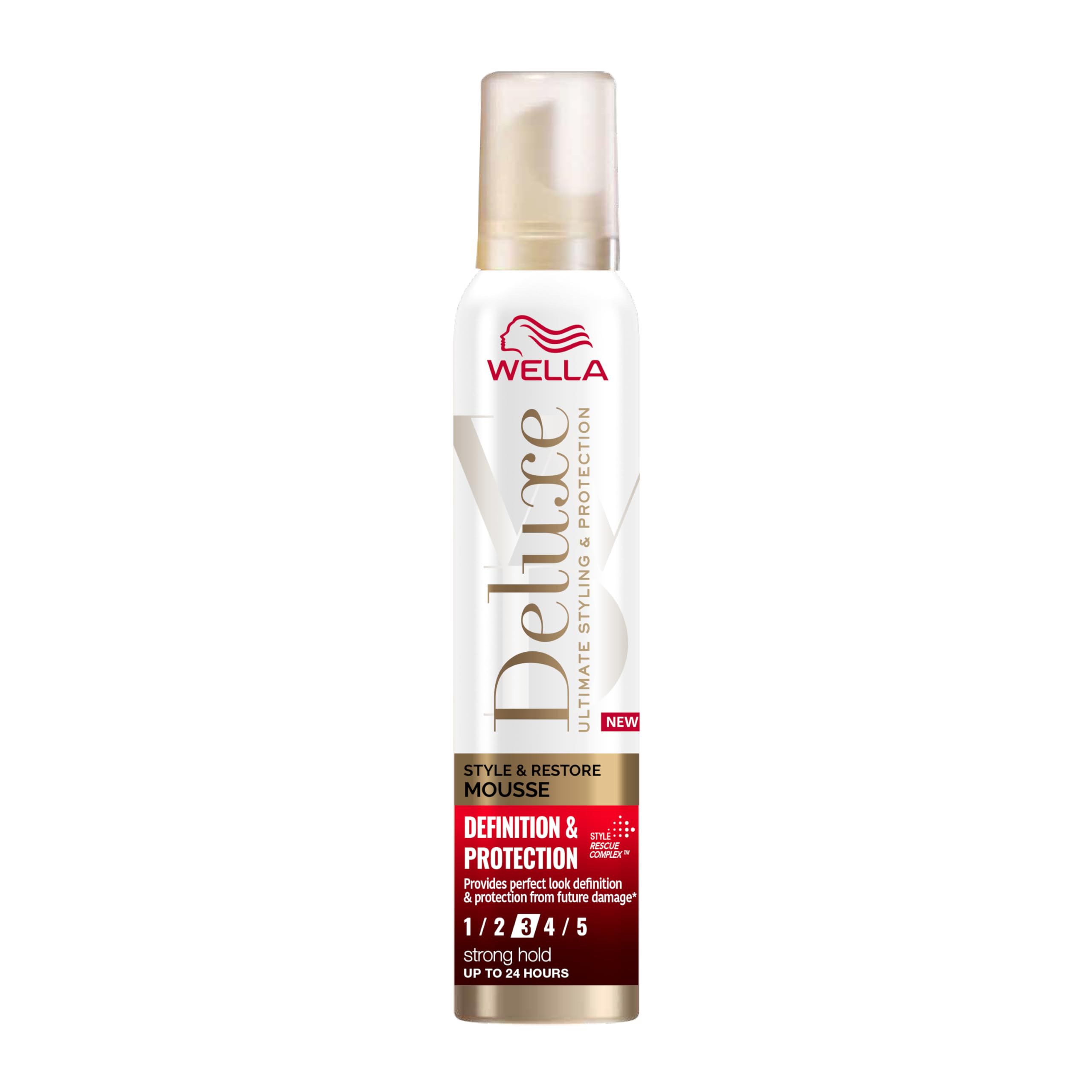 Wella Deluxe Definition & Protection Mousse – Extra Strong Hold, Restores Shiny Hair, No Stickiness – 200ml