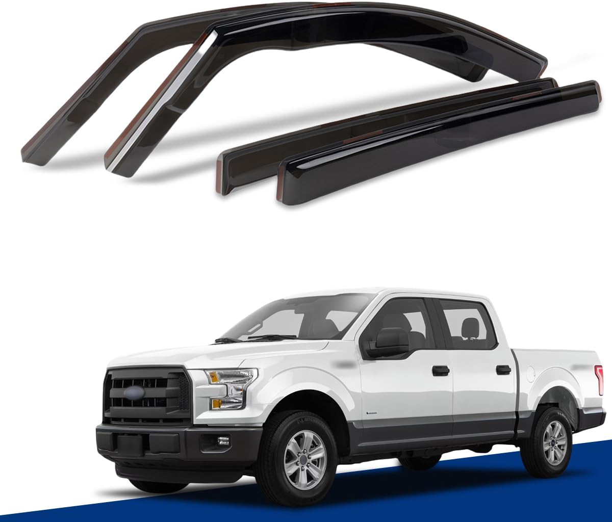in-channel window visors for 2015-2024 ford f150 supercrew cab& 2017-2022 f250 f350 f450 f550 super duty supercrew cab?rain guards sun shields window deflector wind vent visors?4pcs