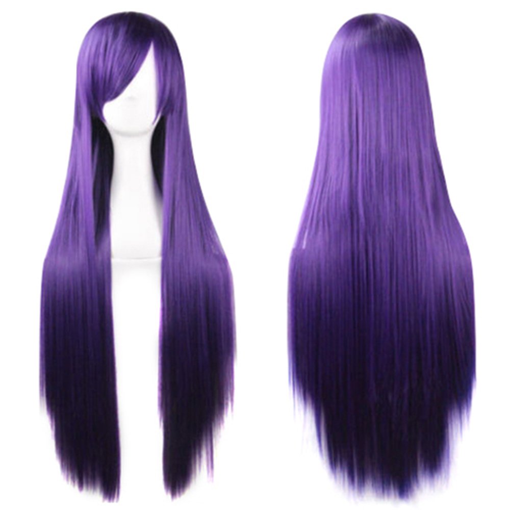 Gemini_mallWomen's Straight Full Wig 27" Long Dark Purple Hair Wig Elegant Lady Party Daily Dress