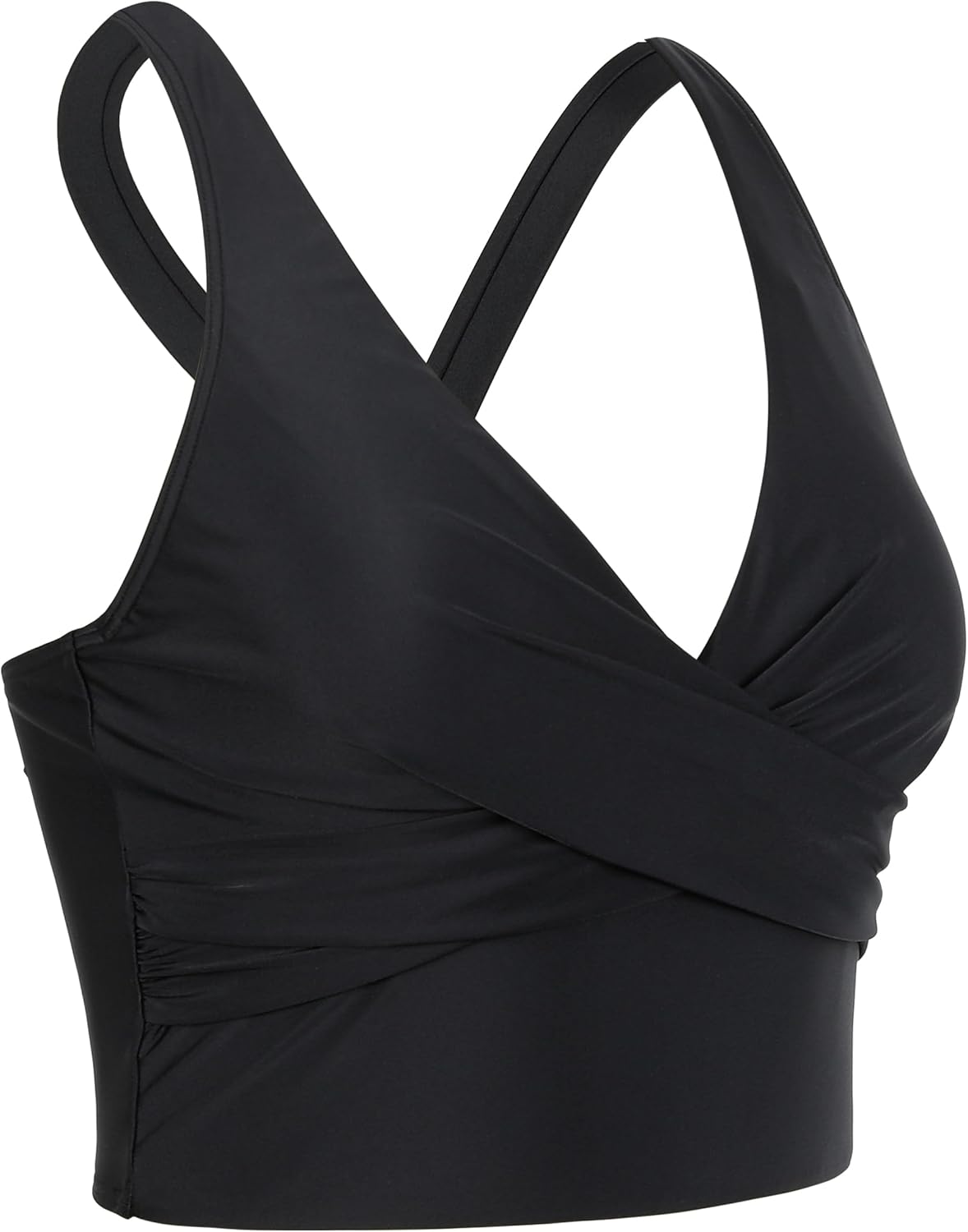 Firpearl Women's Underwire Bikini Tops Only - Longline Swimsuit Top Criss Cross Push Up Swim Crop Top - Image 4