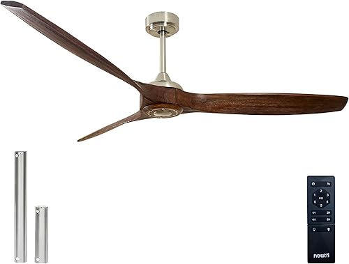 Neatfi Ventilador de techo reversible de 60 pulgadas, motor de CC silencioso, 3 cuchillas de madera maciza, control remoto de 6 ajustes de Neatfi Ventilador de techo reversible de 60 pulgadas, motor de CC silencioso, 3 cuchillas de madera maciza, control remoto de 6 ajustes de